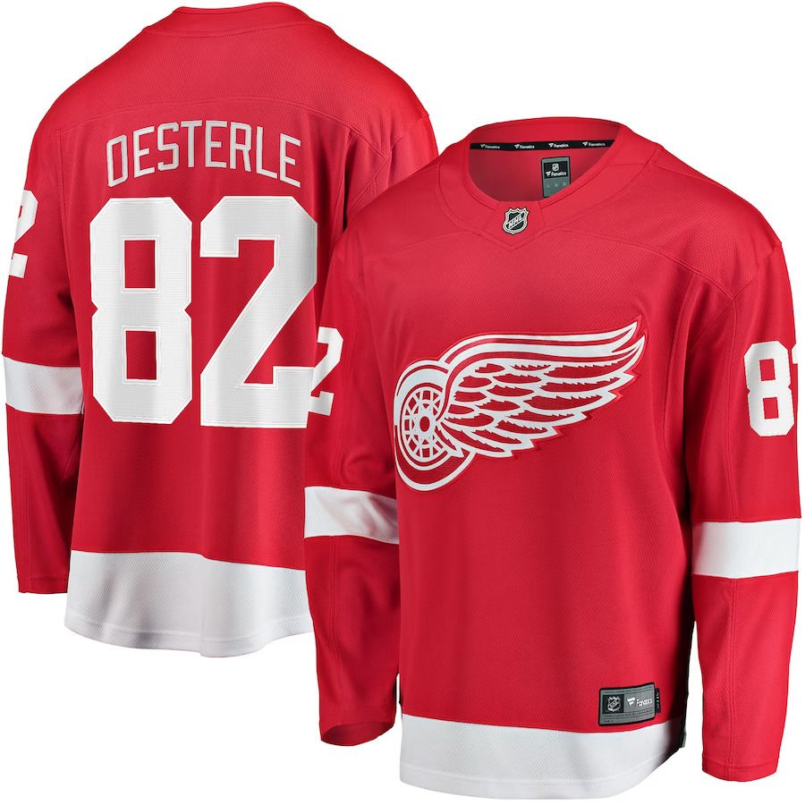 Men Detroit Red Wings #82 Jordan Oesterle Fanatics Branded Red Home Breakaway Player NHL Jersey
